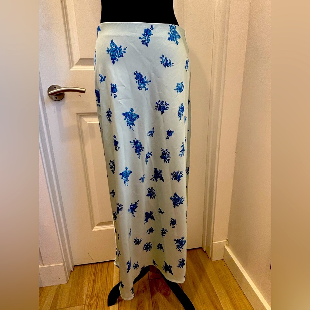 NWT Rachel Zoe Blue Floral Maxi Skirt - 4
